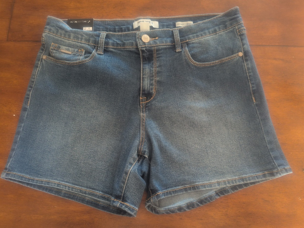 Womens Gramercy Stone Wash Denim Stretch Jean Shorts Nine West Size 8 /29 NEW