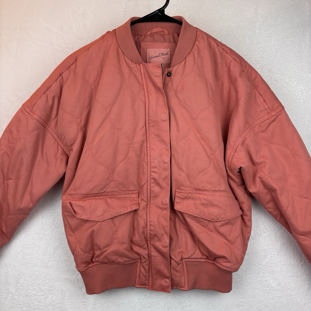 Universal Thread Bomber Jacket  Women's Pink Quilted Twill Size S Small