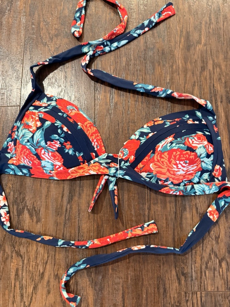 NEW SIZE 8 Women Multicolor Lined Underwire Back Closure Bikini Top