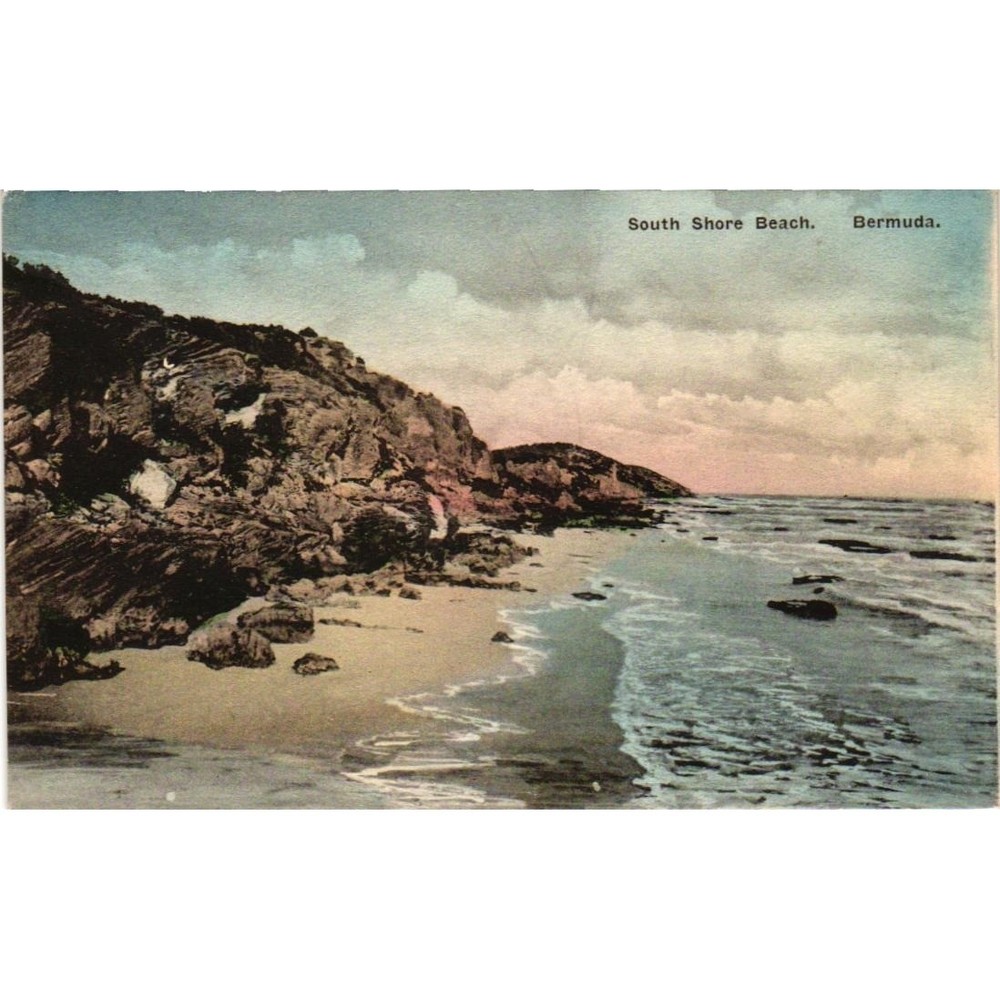Vintage Bermuda South Shore Beach Hand-Colored Postcard Albertype Co Brooklyn NY