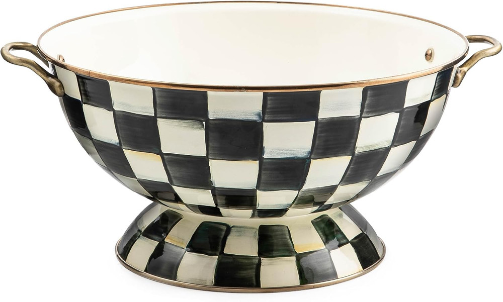 Enamel Bowl, Serving Bowl for Entertaining, Everything Bowl, Black-And-White Cou