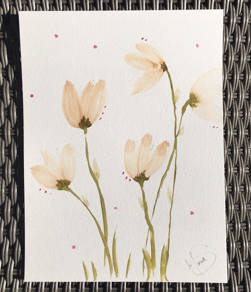 Maria Scalf Flower Floral Nature ORIGINAL PAINTING Watercolor 9x12 Expressionism