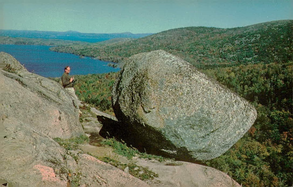 Balance Rock South Bubble Mtn Acadia National Park Maine Postcard-image