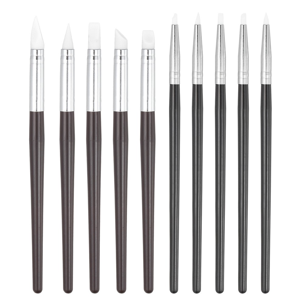 10 Pcs Silicone Clay Shaping Tool, Red Brown/White (3mm/8mm)