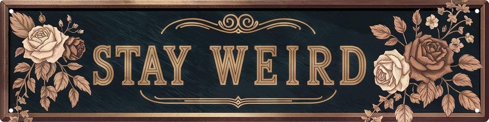 Vintage Metal Sign Stay Weird Wall Hanging Decorative Plaque 4x16 in Home