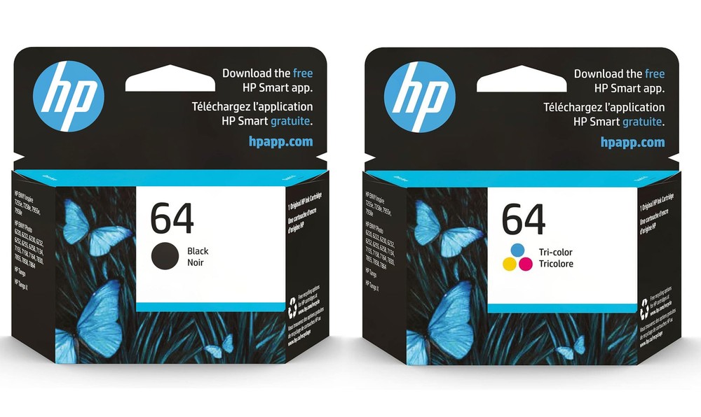 HP 64 Black/Tri-color Original Ink Cartridges X4D92AN#140,Combo Pack New Genuine