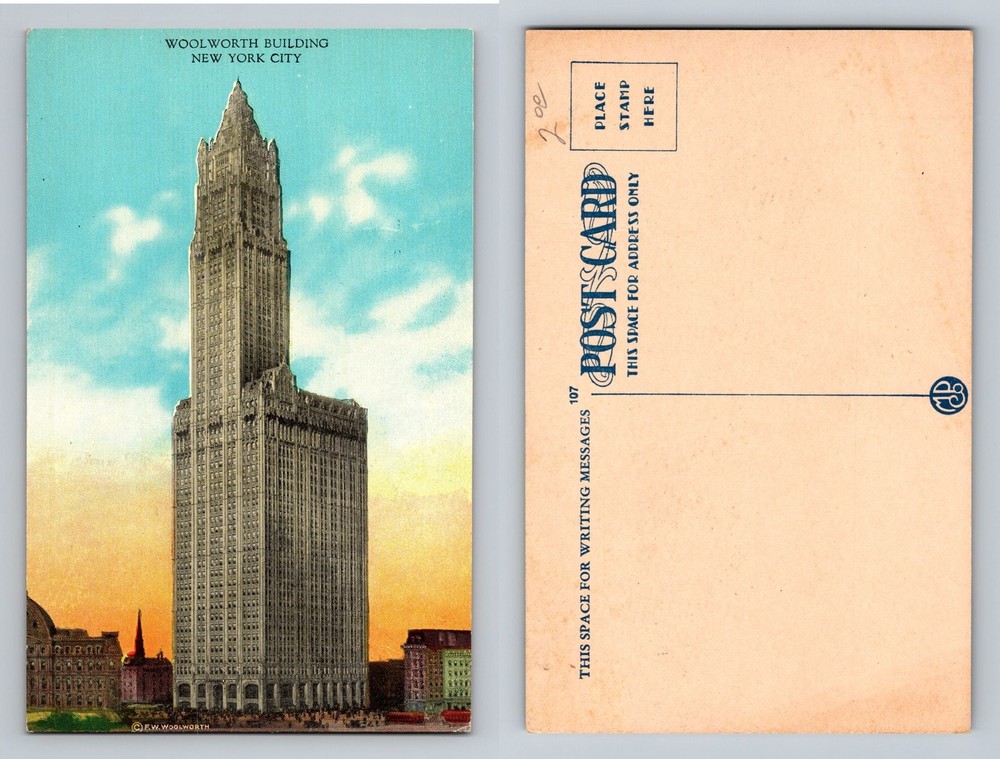 New York City NY, Woolworth Building Gothic Skyscraper, Vintage Postcard
