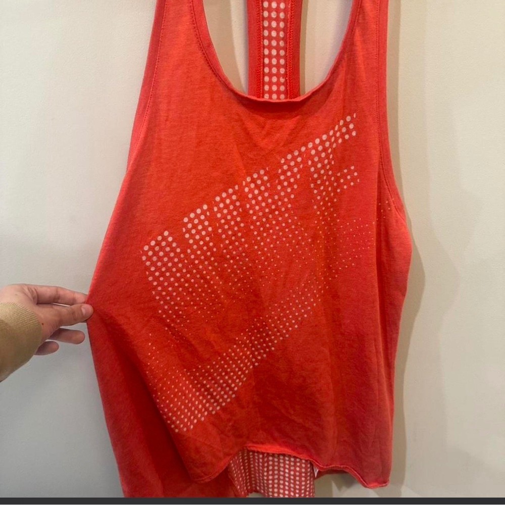 Nike Womens Coral Orange Polka Dot Swoosh Racerback Athletic Tank Top Small