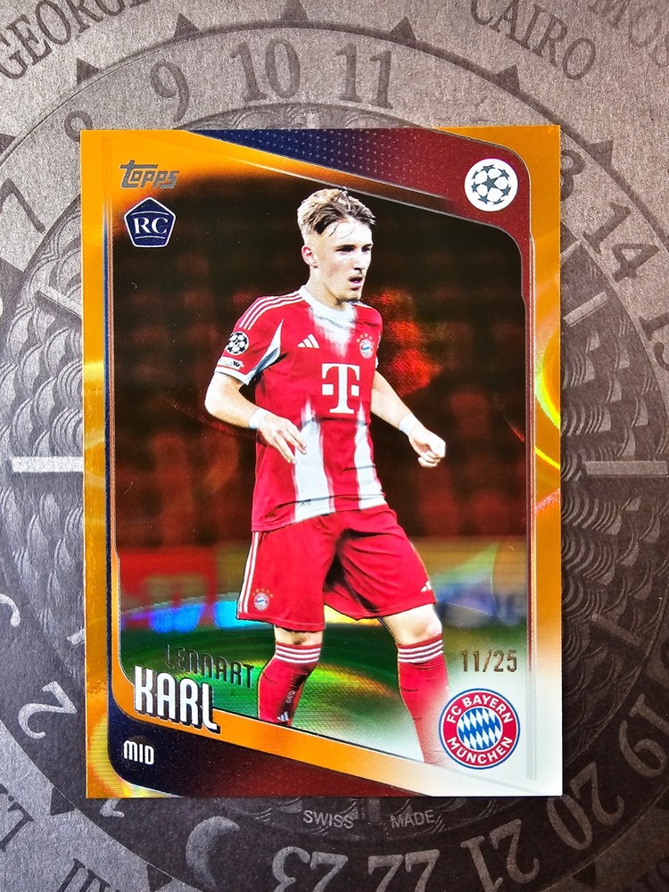 Lennart Karl Orange /25 RC Rookie 2025/26 Topps UEFA Club Competitions Bayern