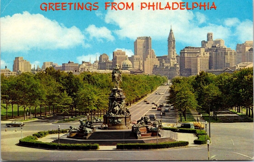 1960s Skyline View from Art Museum Philadelphia Pennsylvania Vintage Postcard