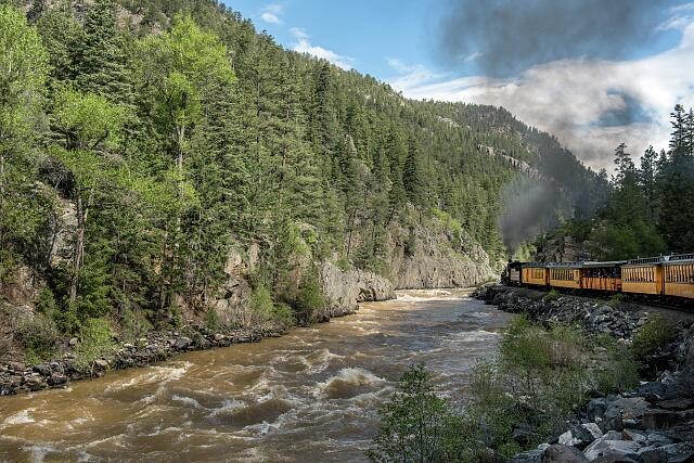 Photo:Durango CO Animas River D&SNG Train 2015 San Juan Forest Colorado