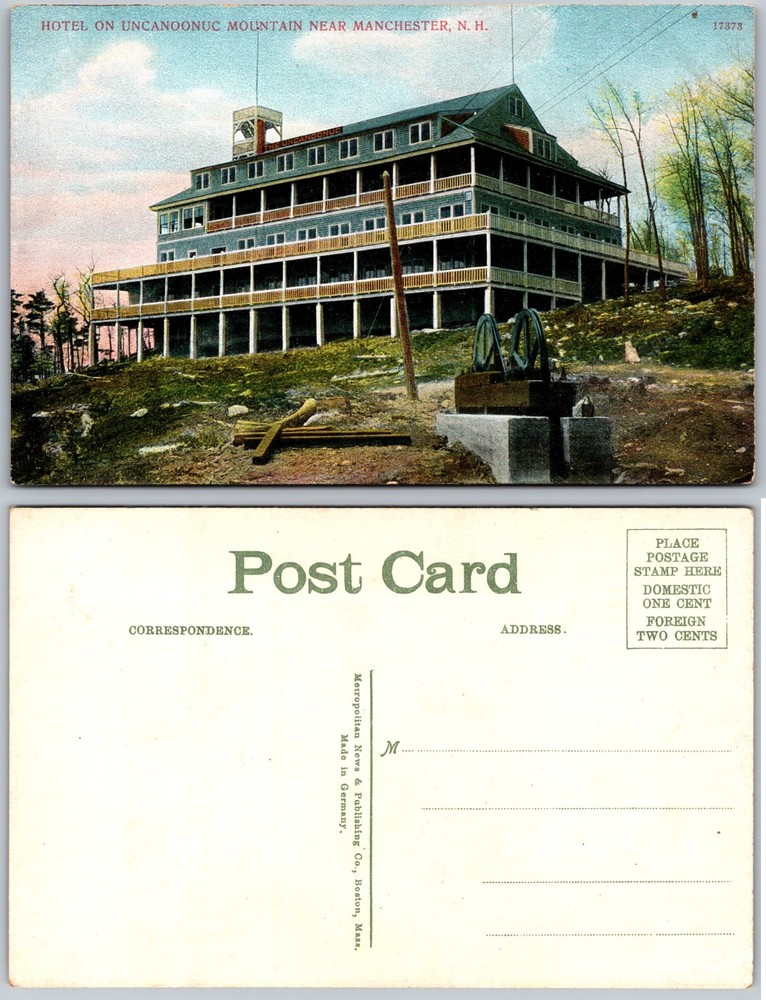 Hotel Uncanoonuc Mountain Wraparound Porch Manchester NH Postcard