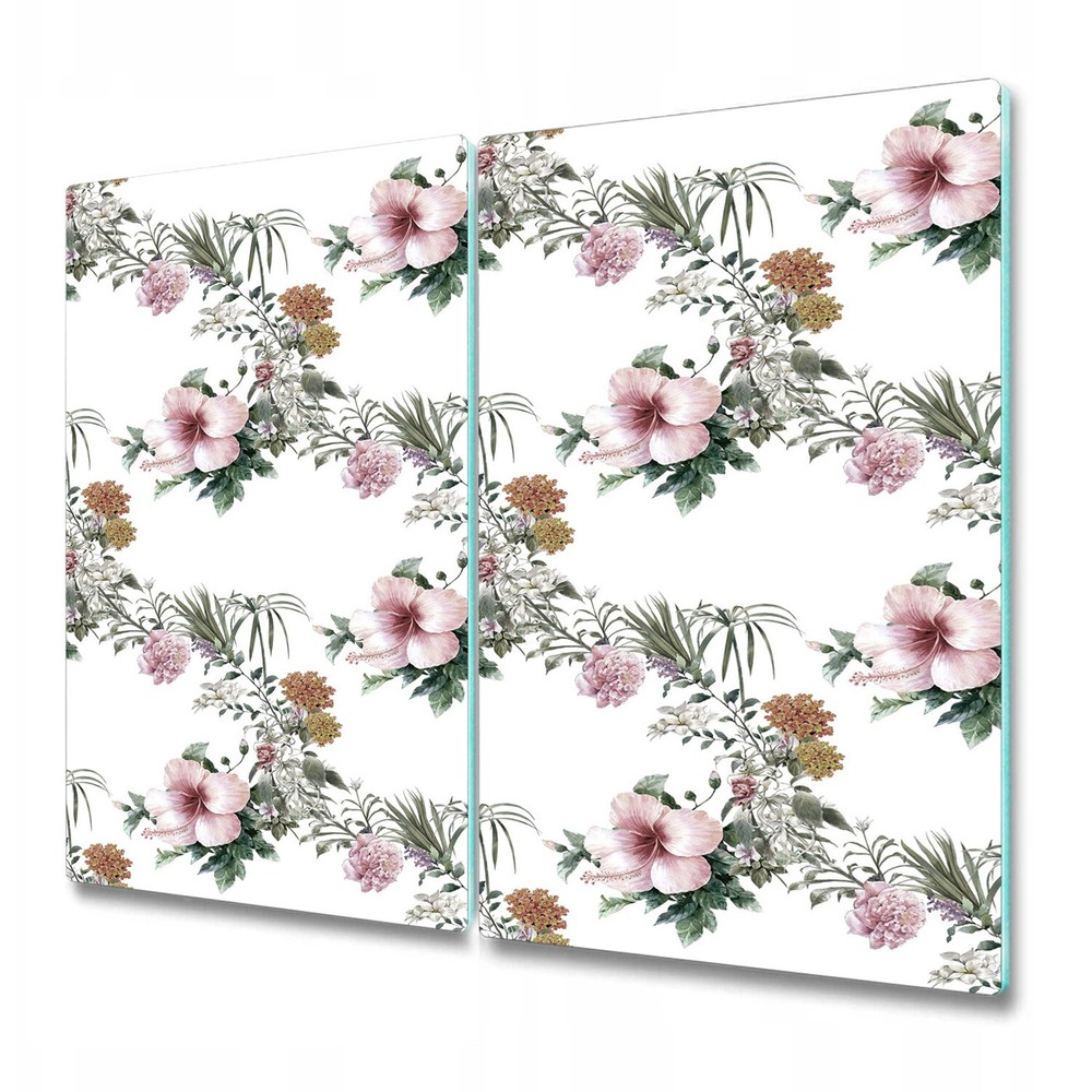Glass Cutting Board Worktop Saver Watercolour HIBISCUS flower Floral print