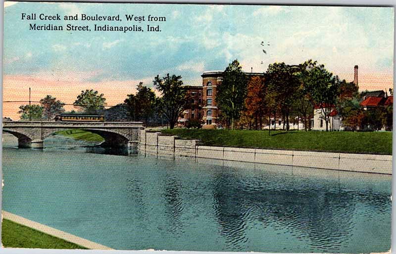 Postcard BRIDGE SCENE Indianapolis Indiana IN m/09 AM6630
