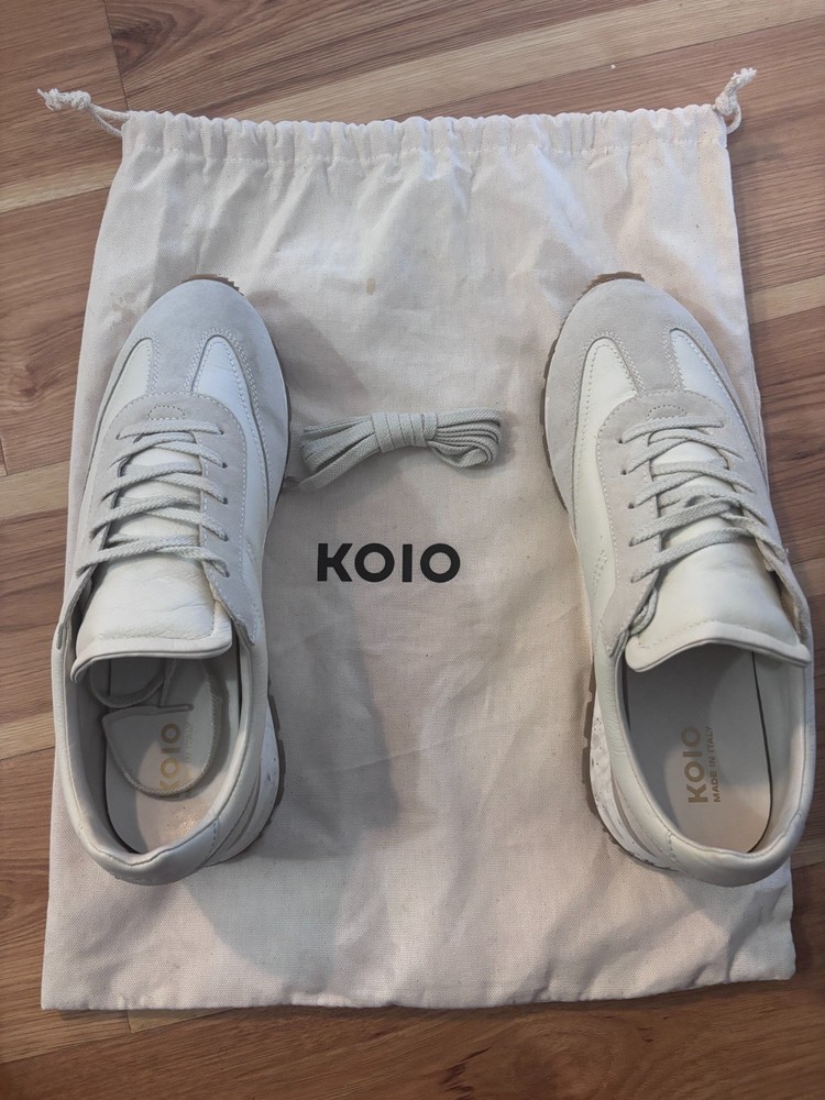 KOIO Capri White Leather Suede Sneakers Men Size 11 US Made in Italy Dustbag