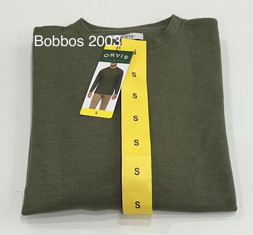 Orvis Men's Long Sleeve Crewneck Pullover, Green, Size S