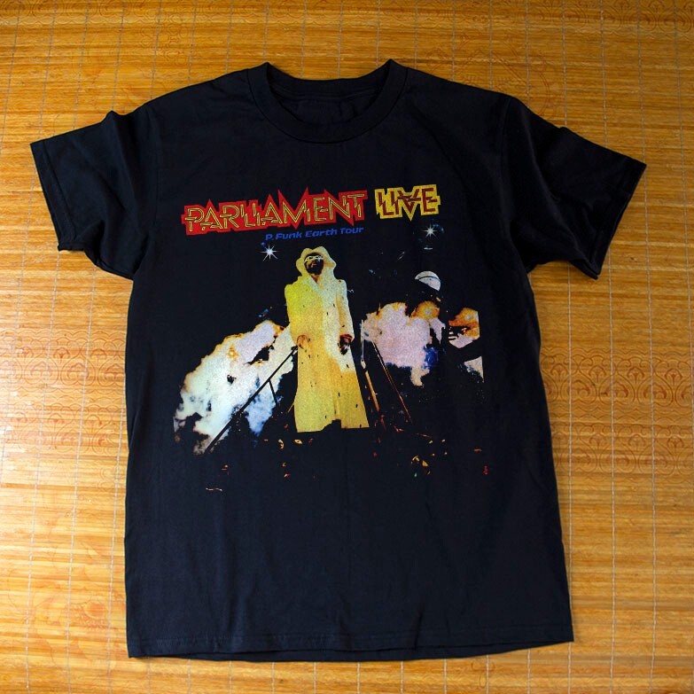 George Clinton Parliament Live P.Funk Earth Tour Unisex Black T-shirt Size S-5XL
