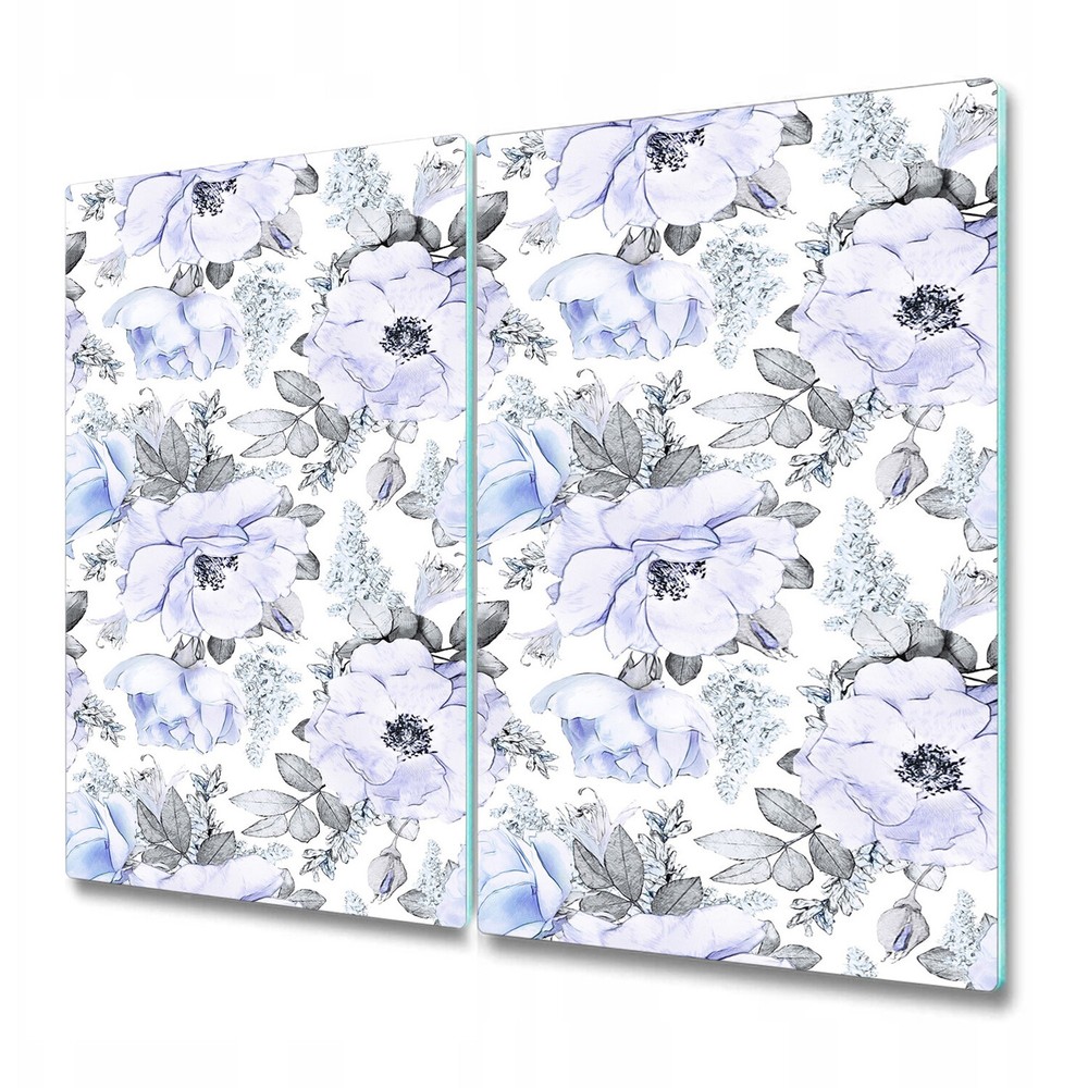 Glass Chopping Cutting Board Blue roses Watercolour Delicate Floral 2x30x52