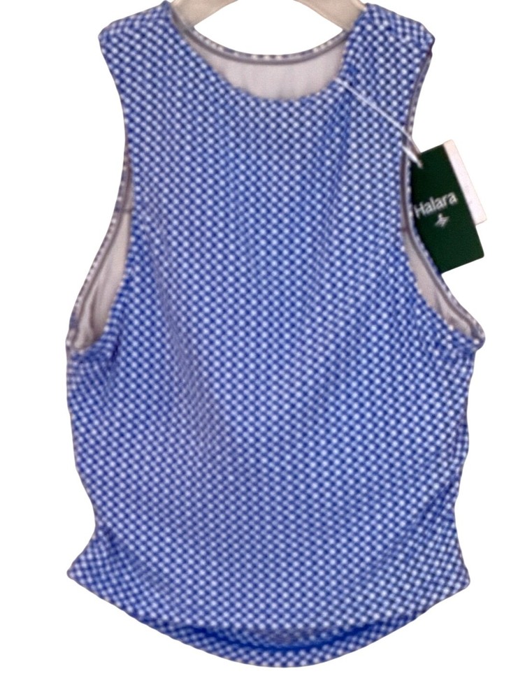 Halara Softlyzero Airy Blue Gingham Sleeveless Tank Top Built In Bra Size M NWT