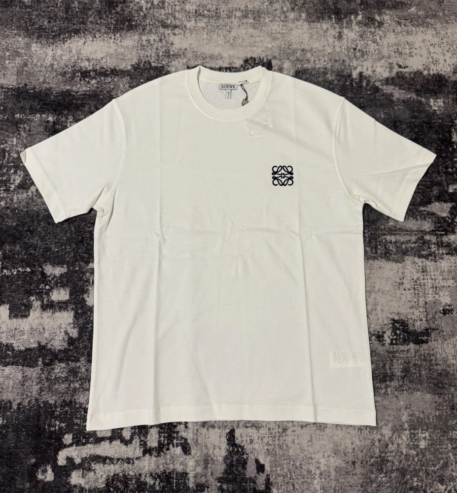 LOEWE White Embroidered Logo Cotton Jersey T-Shirt Size M Short Sleeve