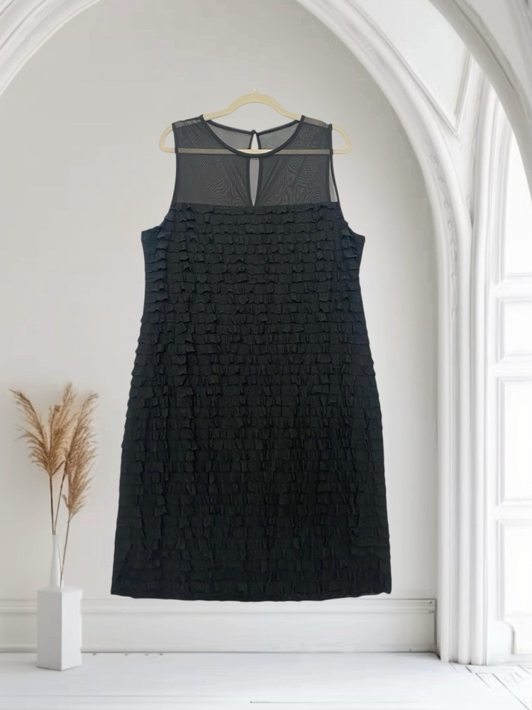MSK Womens Sleeveless Dress Size 16 Stretch Black Layered Ruffle Party Event NWT
