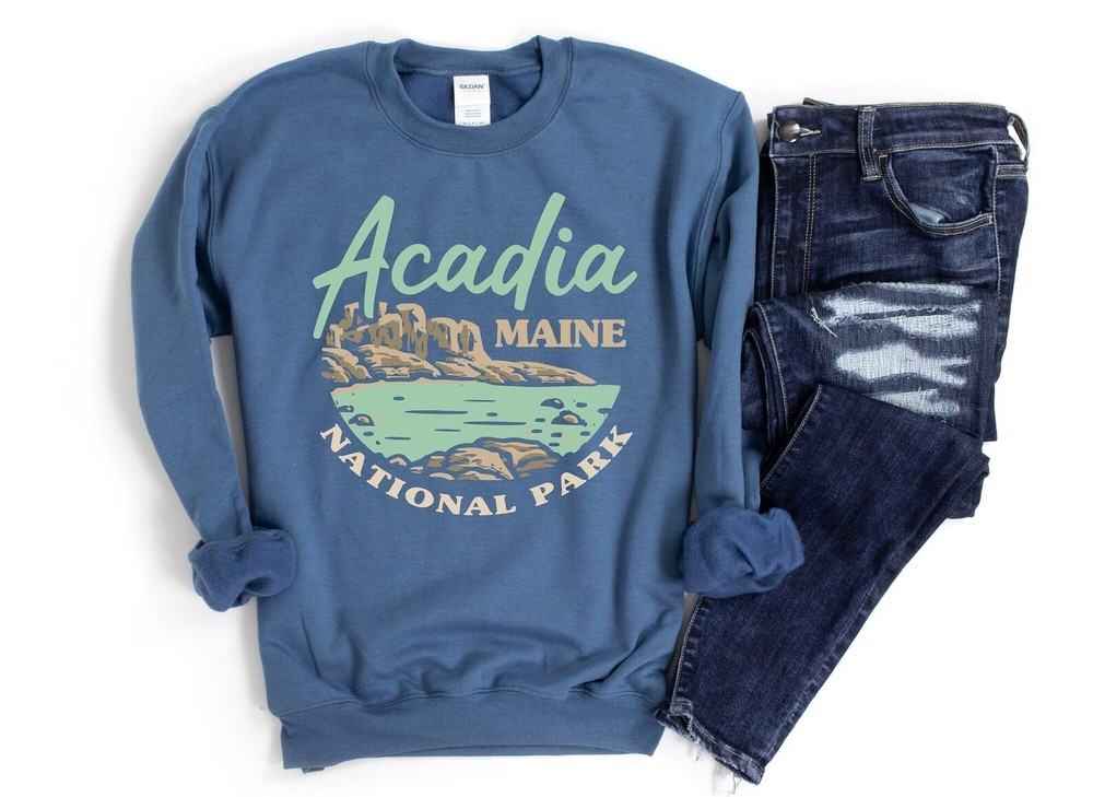 Vintage Acadia National Park Sweatshirt Travel Gift Maine Trip Sweater-image