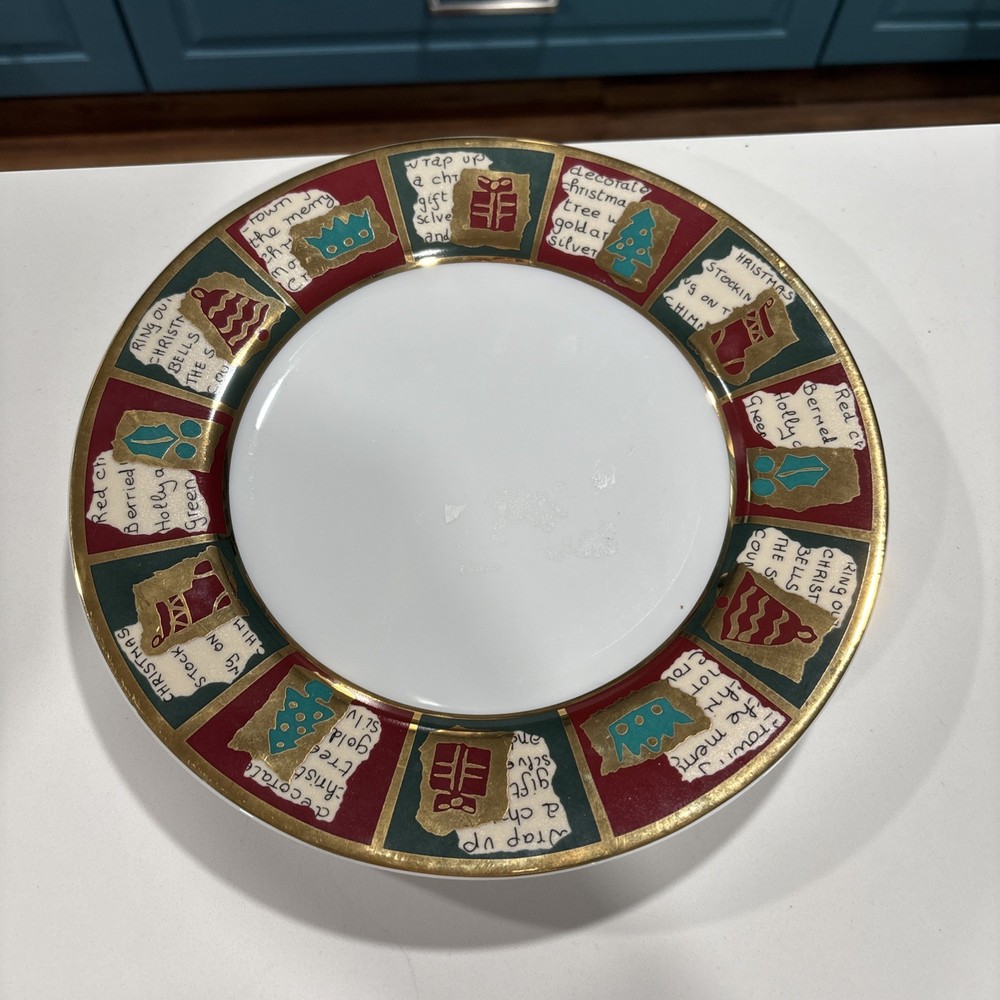 Set Of 2 Pier One “Yuletide Greetings” Dinner Plates