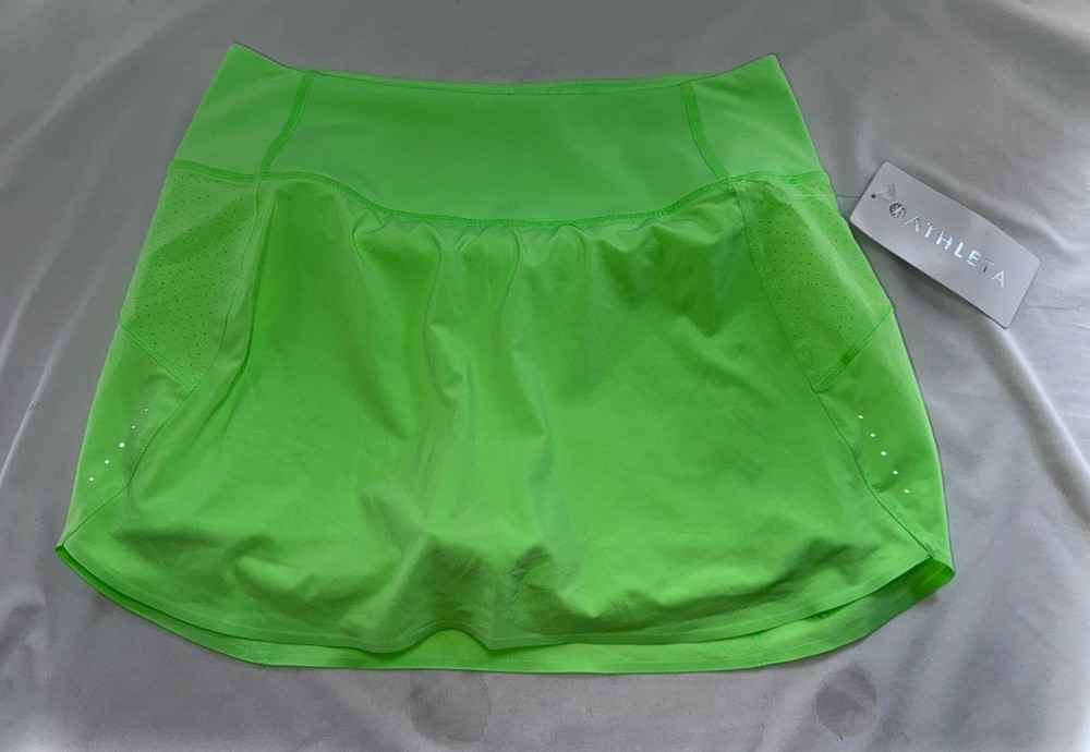 Athleta Run With It Skort Women’s Small Lime Neon Green Tennis Pickleball NWT