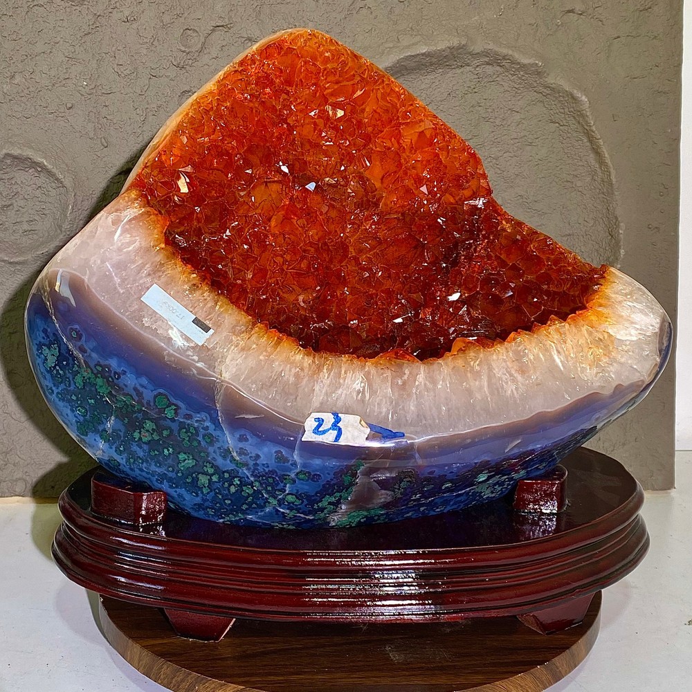 orange-yellow crystal cave quartz crystal mineral specimen - 37.5LB