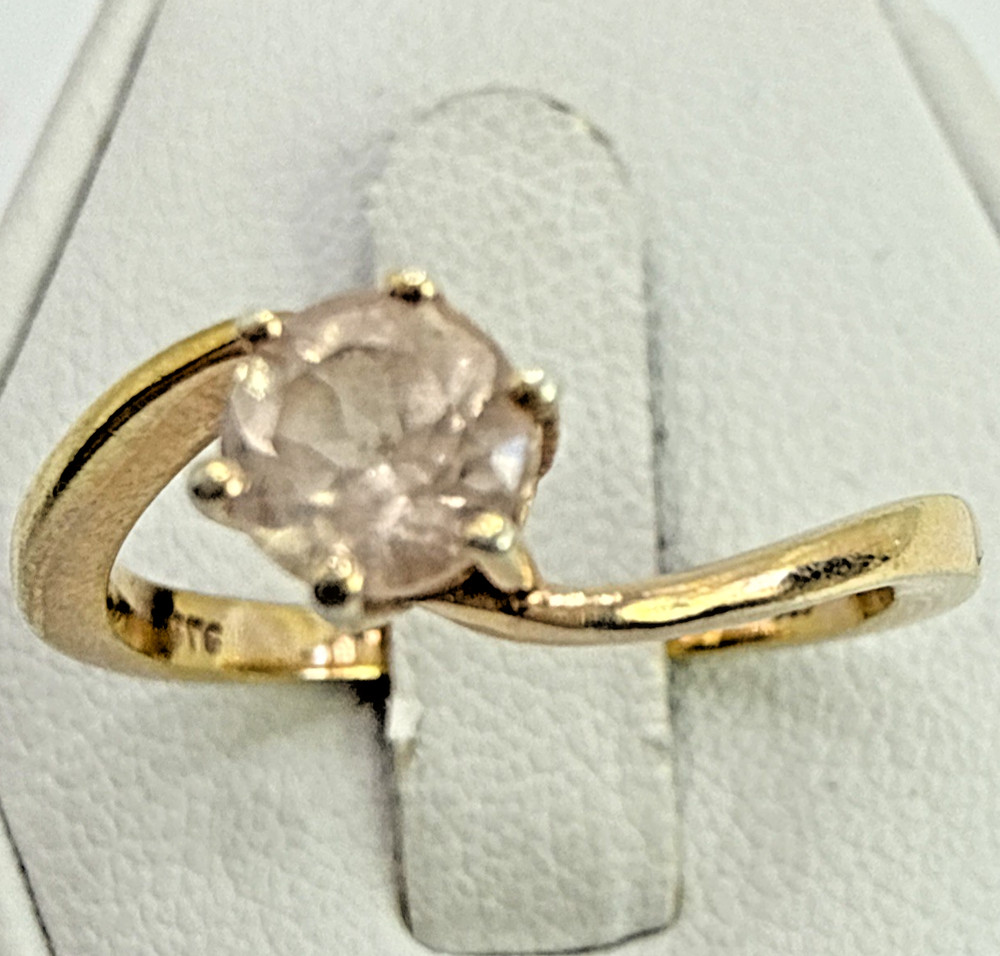 Gold Tone.925 Vintage Sterling Silver Estate Ring Size 7 with Colorless Stone