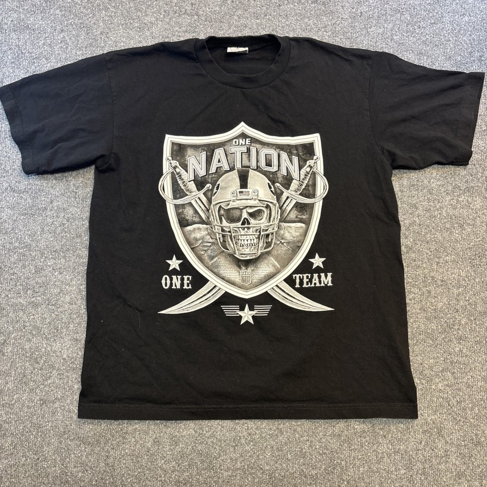 Vintage 90s Raiders Shirt Graphic Black T-Shirt Los Angeles Men XL One Nation