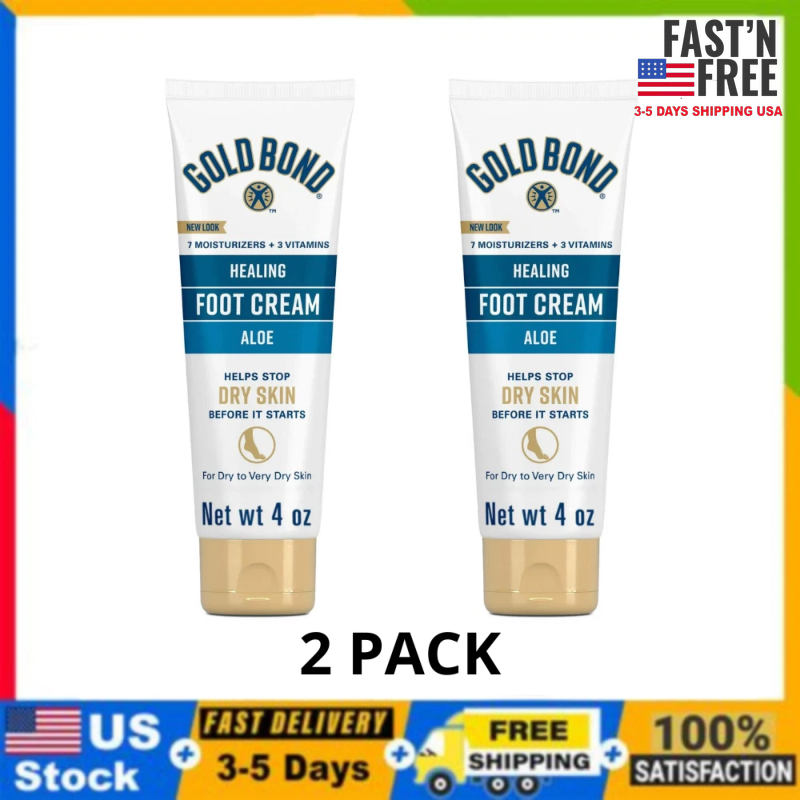 2PK Gold Bond Healing Hydrating Foot Cream for Dry Feet & Skin, 4 Oz, Relieving