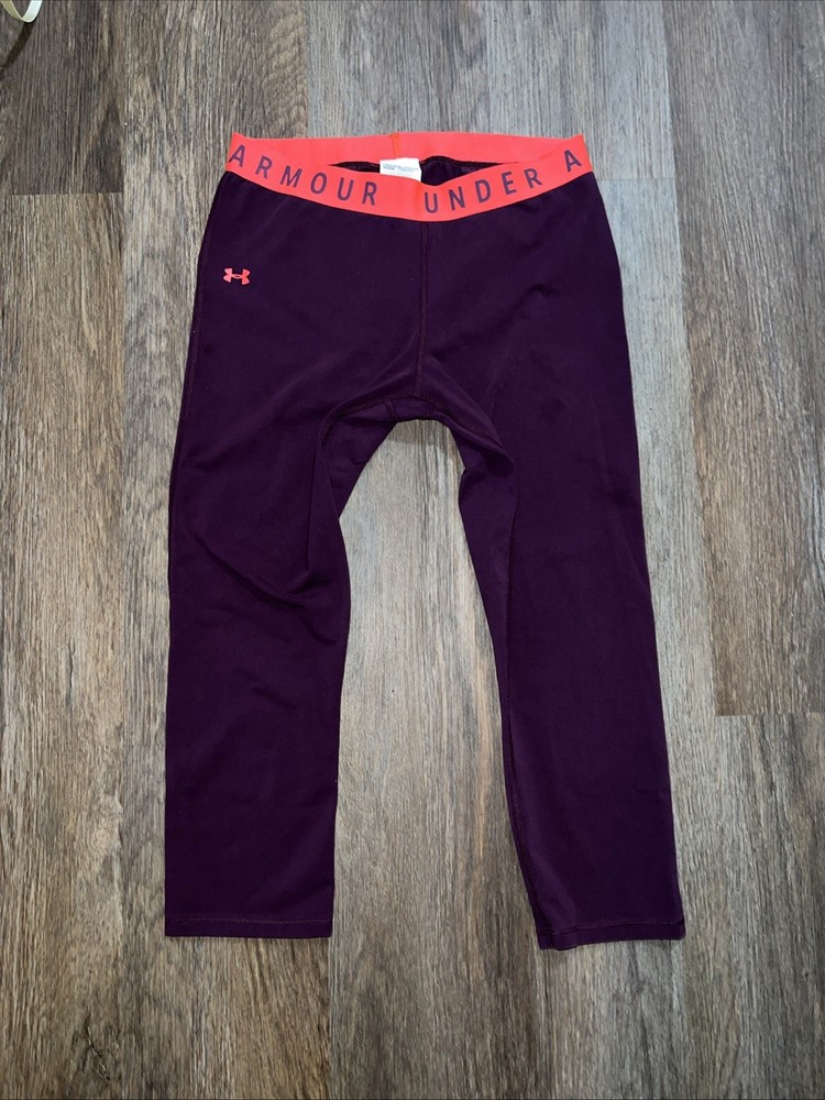 Under Armour Women's Capri Leggings Purple and Neon Orange Size Large