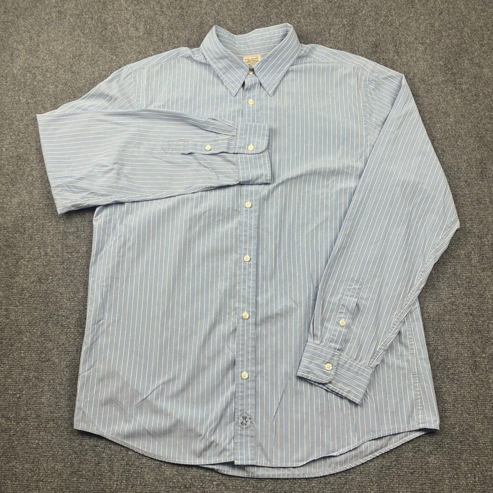 Polo Jeans Co Ralph Lauren Mens XL Blue White Striped Button Down Shirt Cotton