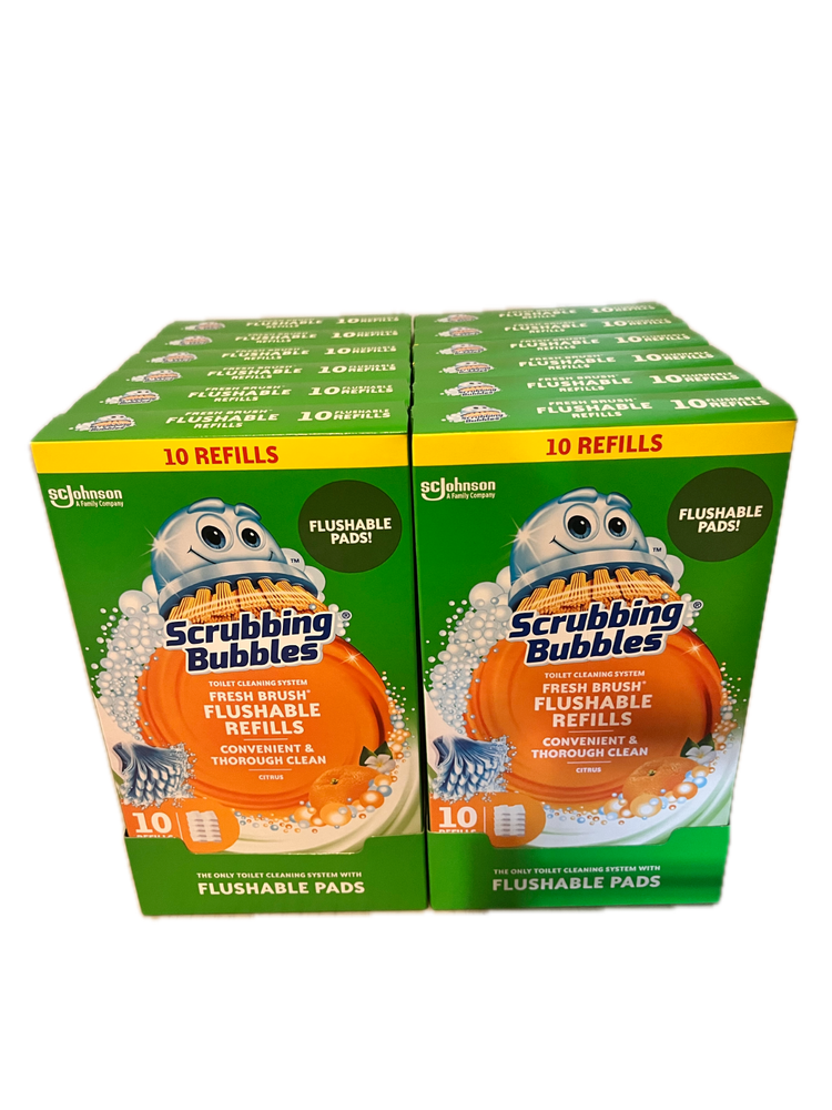 120ct Scrubbing Bubbles FRESH BRUSH Flushable Pads Toilet Cleaning Refill Heads