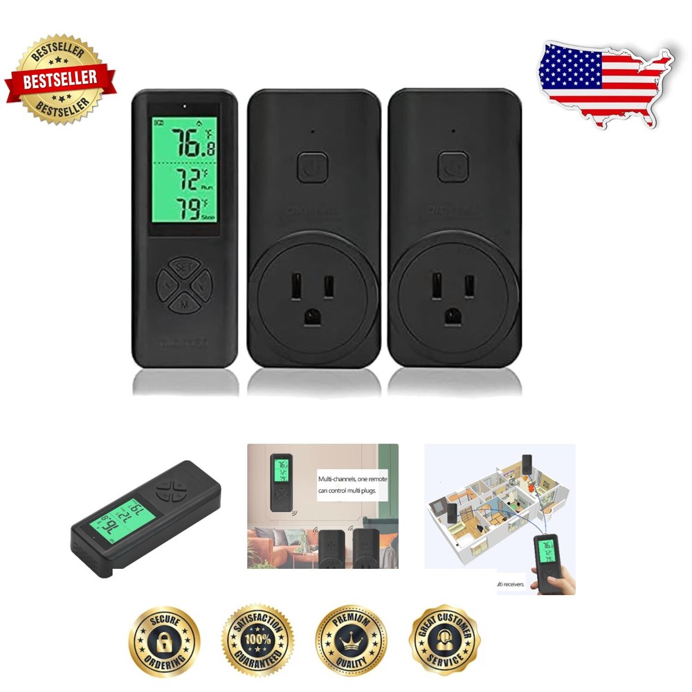 Wireless Temperature Controlled Outlet with 2 Receivers - Programmable Thermo...