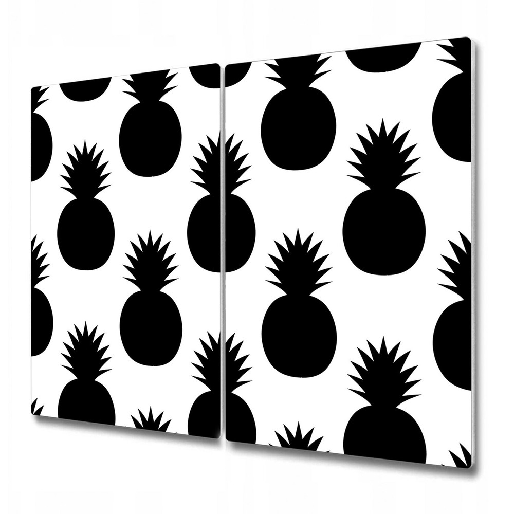 Glass Chopping Board Utensil Board Worktop Saver Pineapples black 2x30x52