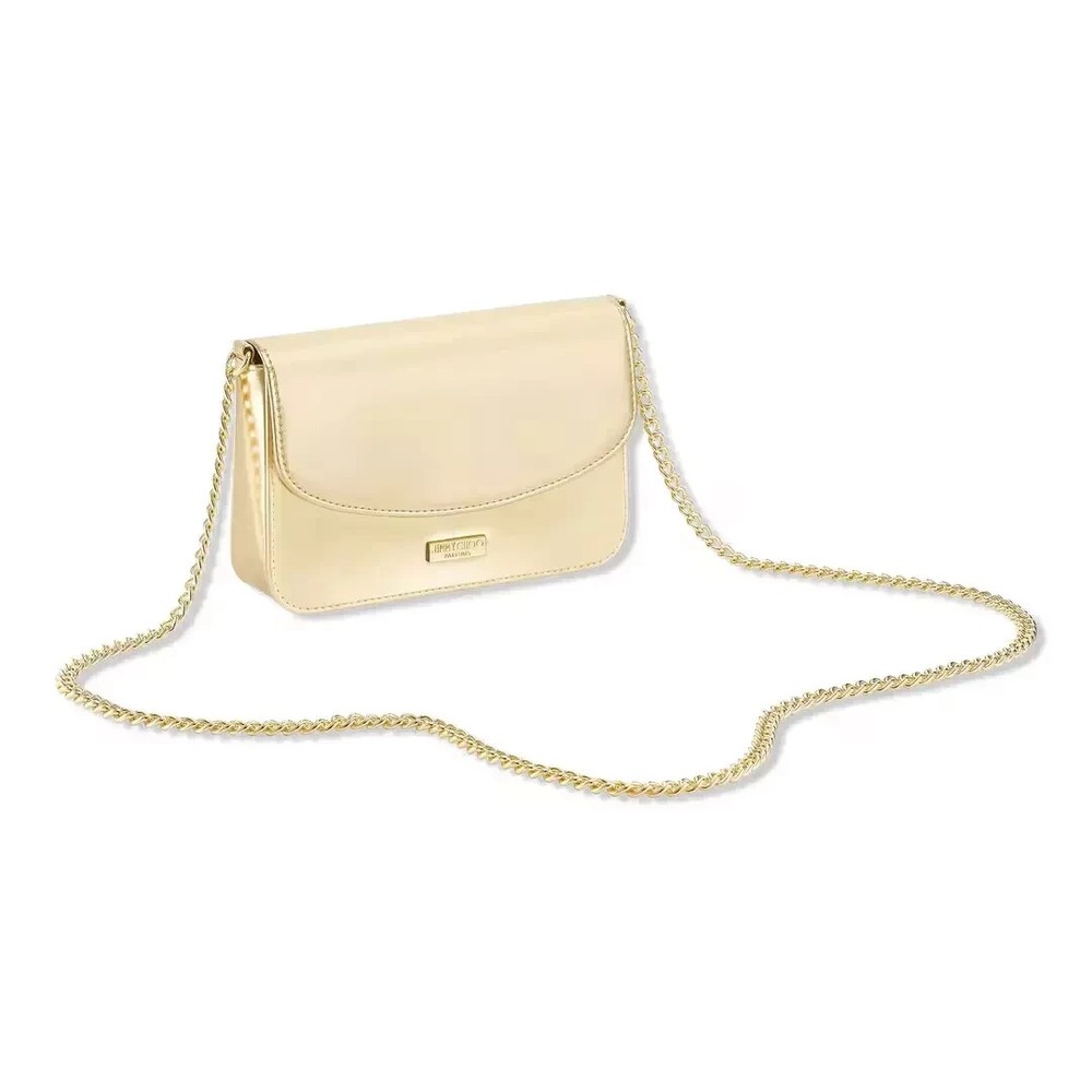 Jimmy Choo Gold Shiny Clutch Crossbody Evening Sholder Bag Purse NEW