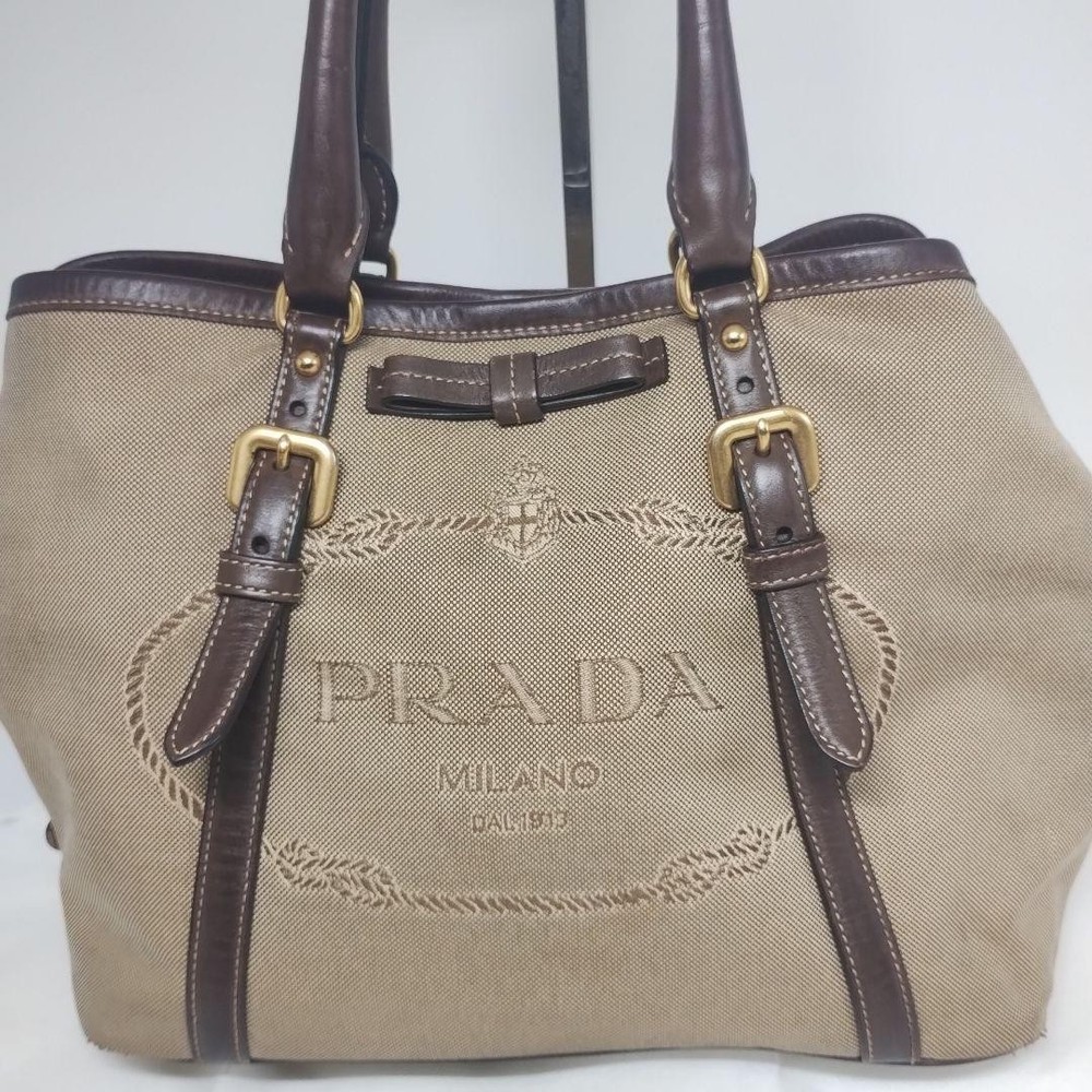 PRADA Jacquard Logo Reversible Shoulder Crossbody Bag Japan Import