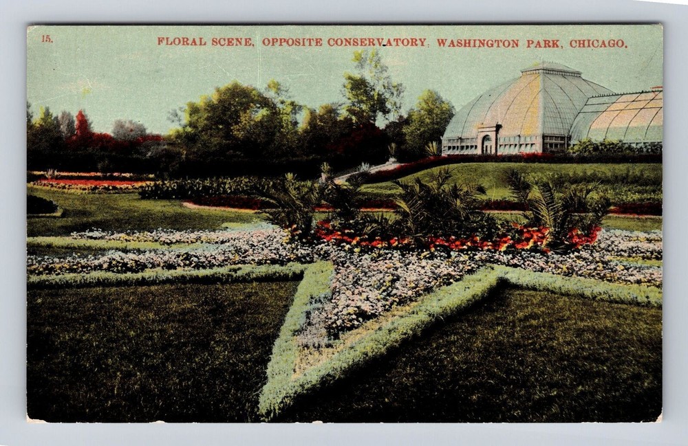 Chicago IL-Illinois, Washington Park, Conservatory, Vintage Souvenir Postcard