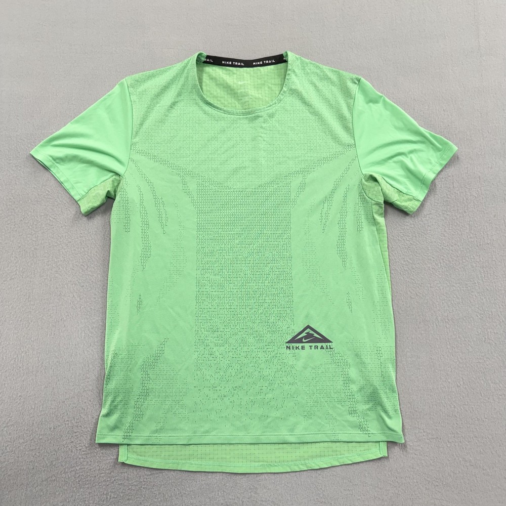 Nike Trail Shirt Mens Small Green Dri-FIT Short Sleeve Running Top Performance