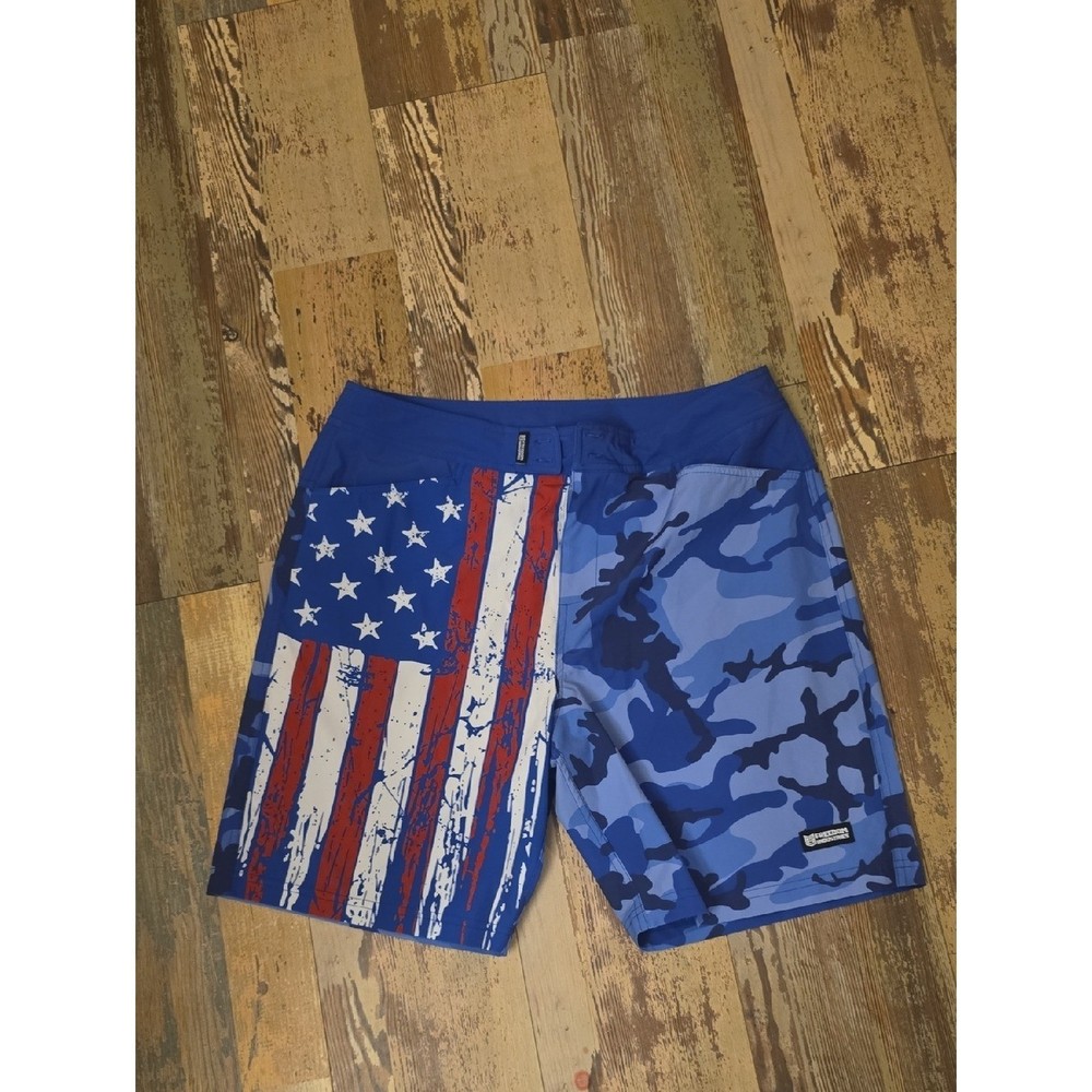 Freedom Industries Swim Board Shorts Men's L Blue Patriotic Flag USA 9