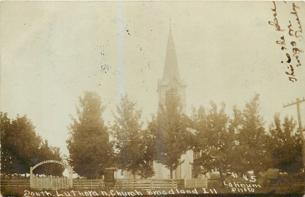 1906 Broadland Illinois South Lutheran Church Lohnum RPPC Postcard 26-1134