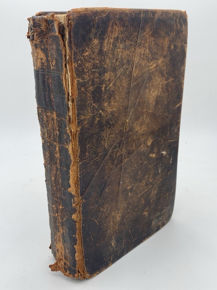 1830 Holy Bible Waitt & Dow Boston Leather Bound Early American Rare 1800s