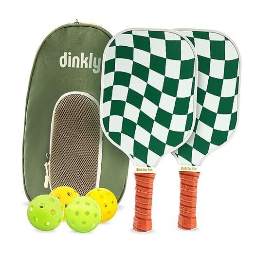 Pickleball Paddles Set of 2 - USAPA Approved Wave Check (Green Bag)
