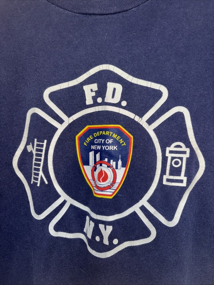 Vintage FDNY Fire Dept Shirt with Ladder and Hydrant Graphic