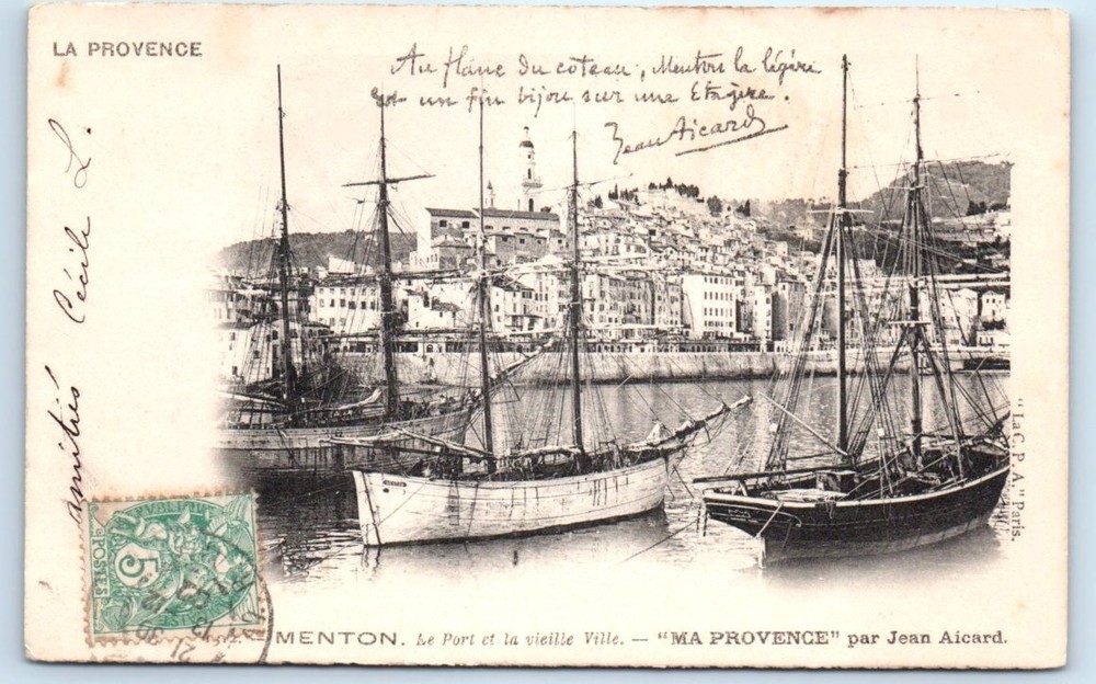 La Port et la vieille Ville - Menton FRANCE UDB Postcard