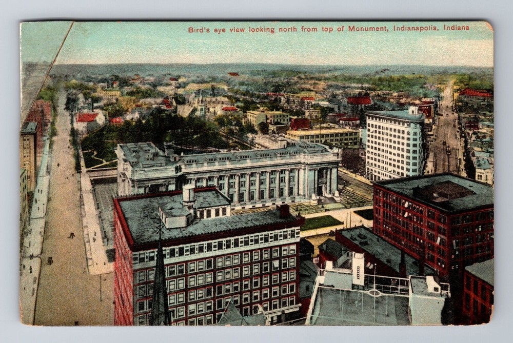 Indianapolis IN-Indiana, Bird's Eye City View, Antique Vintage Souvenir Postcard