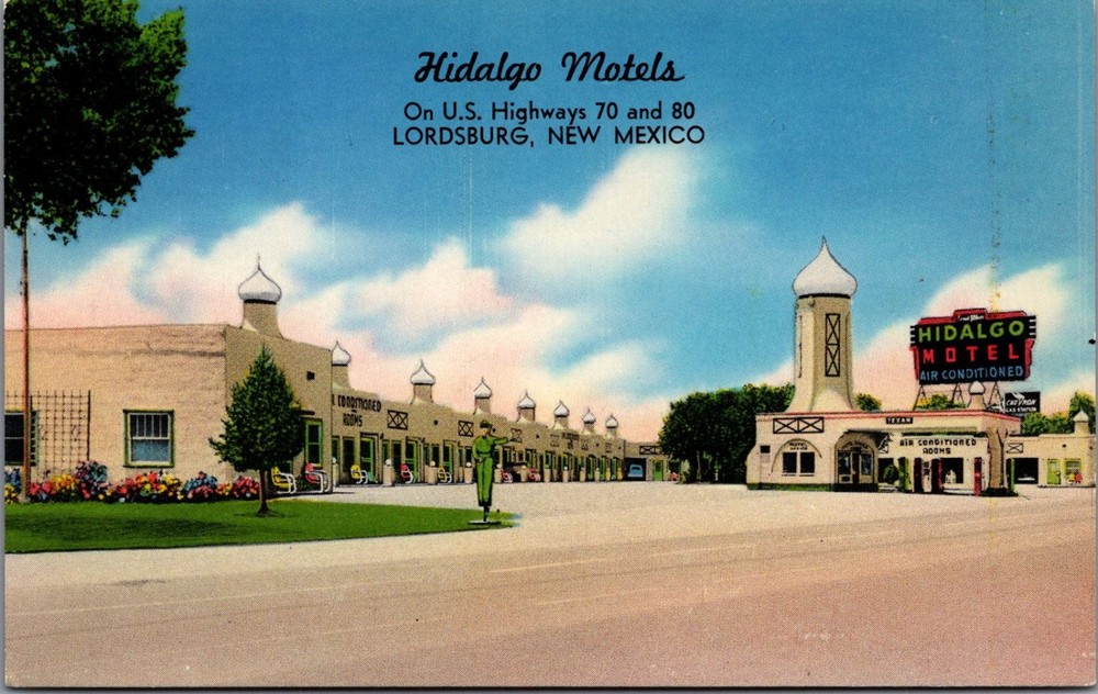 Vintage Hidalgo Motels Lordsburg NM Linen Postcard US Highways 70 80