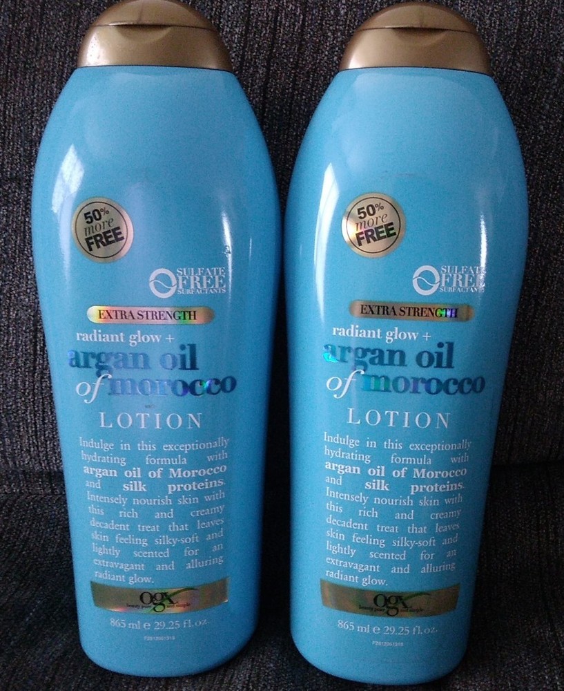 2 Pack OGX Radiant Glow Argan Oil Of Morocco Extra Hydrating Lotion 29.25 FL.OZ